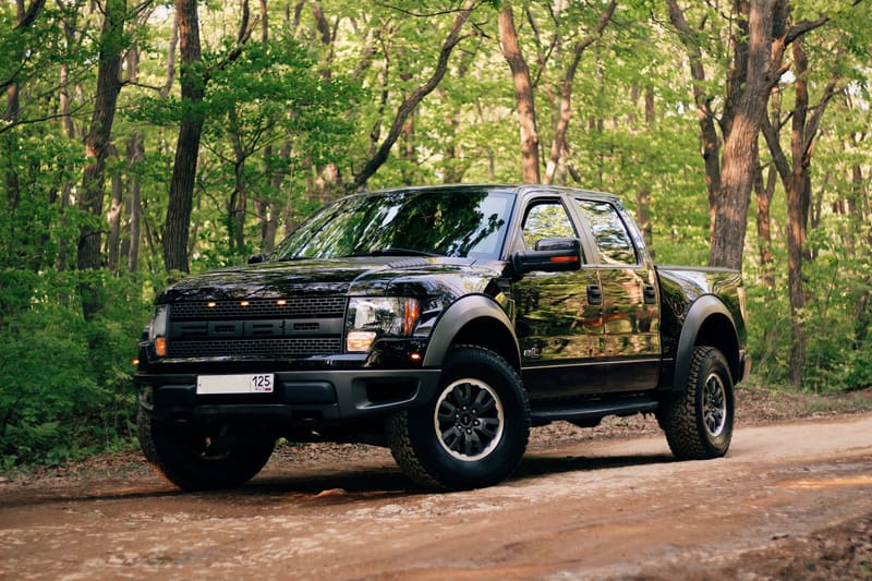 A black pickup truck